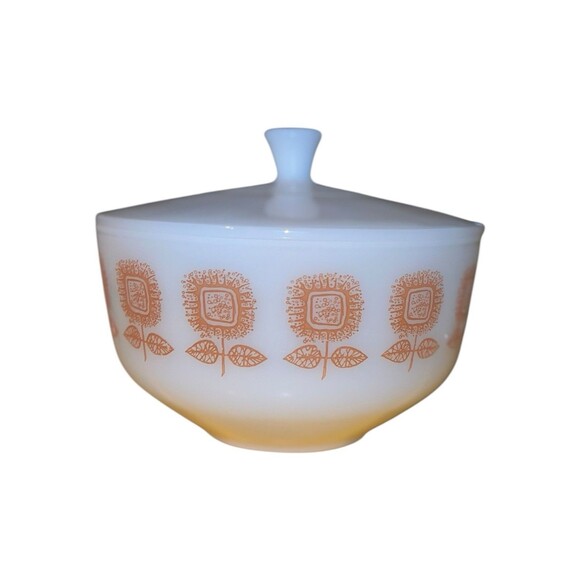 Federal Glass Connoisseur Brown Sunflower Covered Casserole Bowl USA 2.5 quart - Picture 2 of 9